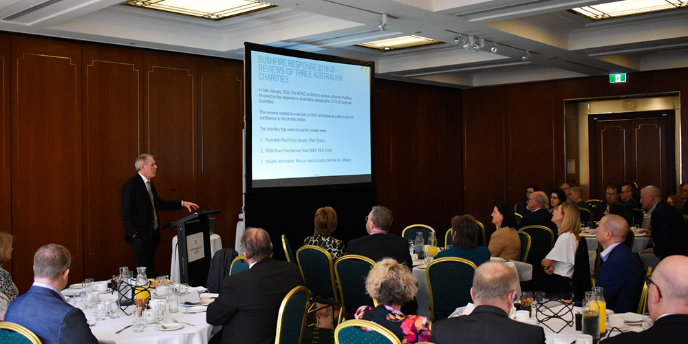 Dr Gary Johns presenting to a room of guests at Windsor Group's ACNC Forum event